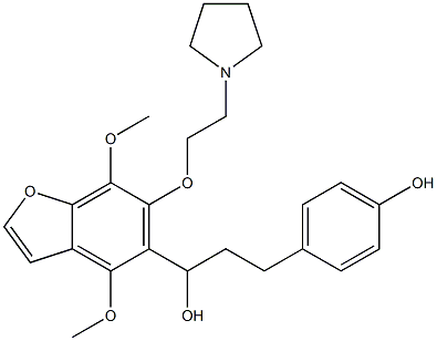 4,7-Dimethoxy-α-[2-(4-hydroxyphenyl)ethyl]-6-[2-(1-pyrrolidinyl)ethoxy]-5-benzofuranmethanol 结构式