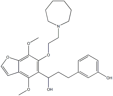 4,7-Dimethoxy-6-[2-(hexahydro-1H-azepin-1-yl)ethoxy]-α-[2-(3-hydroxyphenyl)ethyl]-5-benzofuranmethanol 结构式