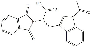 (αS)-1-アセチル-α-(1,3-ジヒドロ-1,3-ジオキソ-2H-イソインドール-2-イル)-1H-インドール-3-プロピオン酸 化学構造式