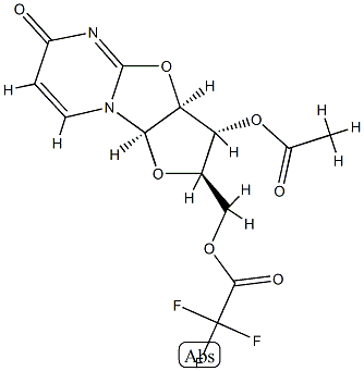 Trifluoroacetic acid [(2R)-3β-acetoxy-2,3,3aβ,9aβ-tetrahydro-6-oxo-6H-furo[2',3':4,5]oxazolo[3,2-a]pyrimidin-2α-yl]methyl ester Structure