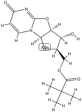 2,2-Dimethylpropionic acid [(2R)-2,3,3aβ,9aβ-tetrahydro-3β-hydroxy-6-oxo-6H-furo[2',3':4,5]oxazolo[3,2-a]pyrimidin-2α-yl]methyl ester Structure