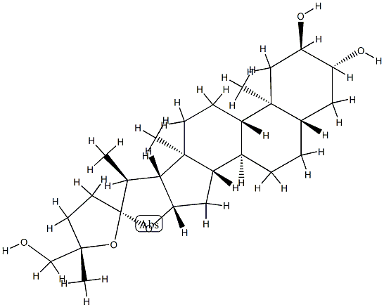 [25S,(-)]-22α,25-Epoxy-5α-furostane-2α,3β,26-triol Structure