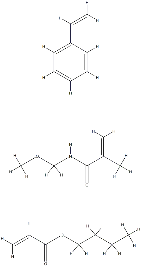 2-丙烯酸丁酯与乙烯基苯和N-(甲氧基甲基)-2-甲基-2-丙烯酰胺的聚合物, 40884-08-0, 结构式