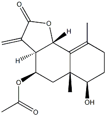 (3aR)-4α-アセトキシ-3aβ,4,5,5a,6,7,8,9bα-オクタヒドロ-6α-ヒドロキシ-5aα,9-ジメチル-3-メチレンナフト[1,2-b]フラン-2(3H)-オン 化学構造式