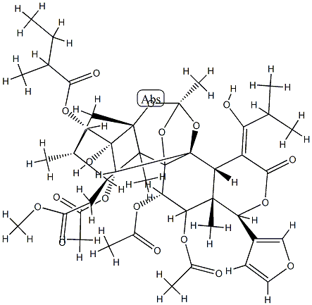 (15Z)-11α,12α-Diacetoxy-15-(1-hydroxy-2-methylpropylidene)phragmalin 30-acetate 3-(2-methylbutanoate),41060-13-3,结构式
