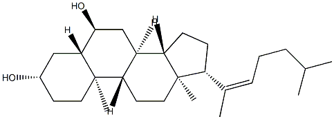 5α-コレスタ-20(22)-エン-3β,6α-ジオール 化学構造式
