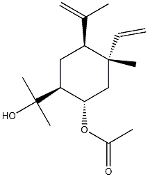 (1S)-2β-アセチルオキシ-4β-エテニル-5α-(1-メチルエテニル)-α,α,4-トリメチルシクロヘキサンメタノール 化学構造式