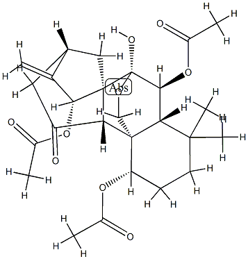 (15R)-1α,6β,15-トリアセトキシ-7α,20-エポキシ-7-ヒドロキシカウラ-16-エン-11-オン 化学構造式