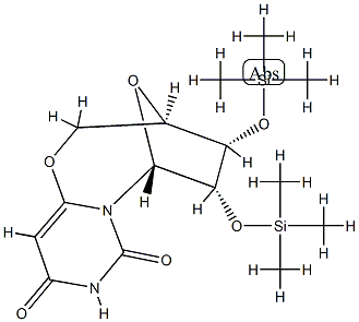 (3R)-3,4,5,6-Tetrahydro-4α,5α-bis[(trimethylsilyl)oxy]-3β,6β-epoxy-2H,8H-pyrimido[6,1-b][1,3]oxazocine-8,10(9H)-dione 结构式