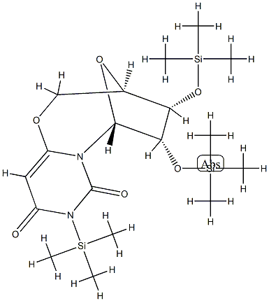 (3R)-3,4,5,6-Tetrahydro-9-(trimethylsilyl)-4α,5α-bis(trimethylsiloxy)-3β,6β-epoxy-2H,8H-pyrimido[6,1-b][1,3]oxazocine-8,10(9H)-dione Structure
