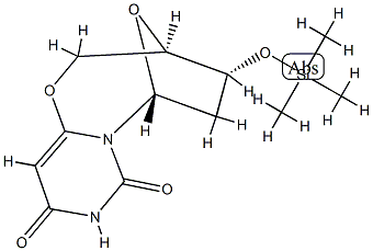 (3R)-3,4,5,6-Tetrahydro-4α-(trimethylsiloxy)-3β,6β-epoxy-2H,8H-pyrimido[6,1-b][1,3]oxazocine-8,10(9H)-dione 结构式