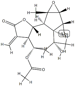 (3aR,6aR)-3aβ,5,6,7aα,7bα,8a,8bβ,8cα-Octahydro-4β-acetoxy-6β-hydroxy-6,8aα-dimethyl-3-methylene-4H-bisoxireno[1,8a:2,3]azuleno[4,5-b]furan-2(3H)-one 结构式
