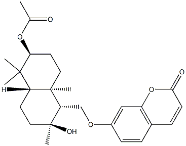7-[[(1R,4aβ)-6β-(Acetyloxy)decahydro-2β-hydroxy-2,5,5,8aα-tetramethylnaphthalen-1α-yl]methoxy]-2H-1-benzopyran-2-one Struktur