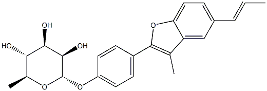 [4-[3-Methyl-5-[(E)-1-propenyl]benzofuran-2-yl]phenyl]6-deoxy-α-L-mannopyranoside 结构式
