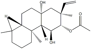 (2S)-2β-エテニル-2,3,4,4aβ,4b,5,6,7,8,8aβ,9,10-ドデカヒドロ-2,4bα,8,8-テトラメチル-3α,4β,10aα(1H)-フェナントレントリオール3-アセタート 化学構造式
