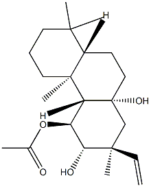 (2S)-2β-エテニル-2,3,4,4aβ,4b,5,6,7,8,8aβ,9,10-ドデカヒドロ-2,4bα,8,8-テトラメチル-3α,4β,10aα(1H)-フェナントレントリオール4-アセタート 化学構造式