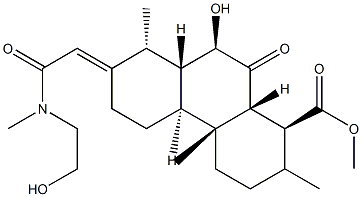 (1S,4bα,7E,8aβ,10aα)-テトラデカヒドロ-9β-ヒドロキシ-7-[[N-(2-ヒドロキシエチル)-N-メチルカルバモイル]メチレン]-1,4aβ,8α-トリメチル-10-オキソフェナントレン-1β-カルボン酸メチル 化学構造式