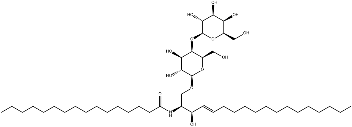 N-[(1S,2R,3E)-1-[(4-O-β-D-Galactopyranosyl-β-D-glucopyranosyl)oxymethyl]-2-hydroxy-3-heptadecenyl]hexadecanamide Struktur