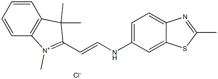 1,3,3-トリメチル-2-[2-[(2-メチルベンゾチアゾール-6-イル)アミノ]エテニル]-3H-インドリウム·クロリド 化学構造式