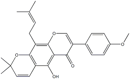 3-(4-Methoxyphenyl)-5-hydroxy-8,8-dimethyl-10-prenyl-4H,8H-benzo[1,2-b:5,4-b']dipyran-4-one Structure
