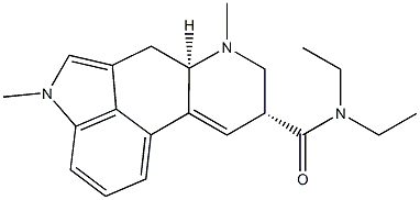 N,N-ジエチル-1,6-ジメチルエルゴリン-9-エン-8β-カルボアミド 化学構造式