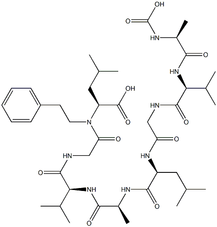 N-(ベンジルオキシカルボニル)-L-Ala-L-Val-Gly-L-Leu-L-Ala-L-Val-Gly-L-Leu-OMe 化学構造式