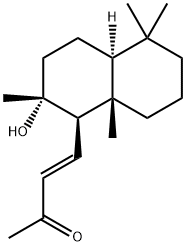 (11E)-8-ヒドロキシ-14,15-ジノルラブダ-11-エン-13-オン 化学構造式