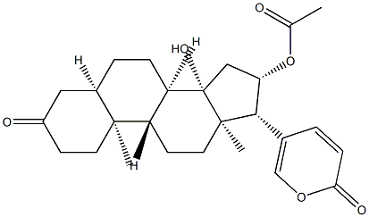 16β-アセトキシ-14-ヒドロキシ-3-オキソ-5β,14β-ブファ-20,22-ジエノリド 化学構造式