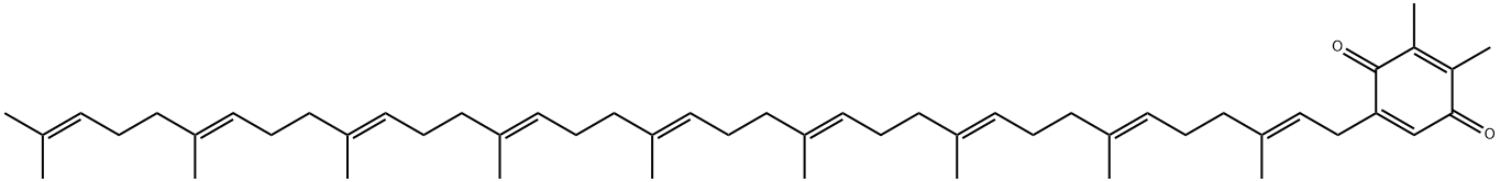 2,3-ジメチル-5-[(2E,6E,10E,14E,18E,22E,26E,30E)-3,7,11,15,19,23,27,31,35-ノナメチル-2,6,10,14,18,22,26,30,34-ヘキサトリアコンタノナエニル]-2,5-シクロヘキサジエン-1,4-ジオン 化学構造式