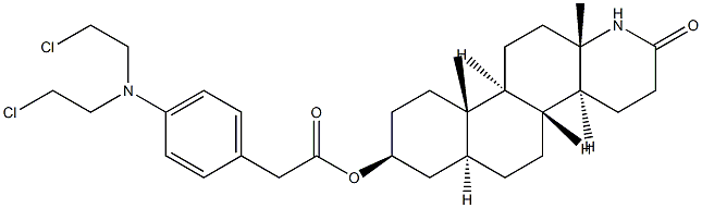 3β-[[4-[ビス(2-クロロエチル)アミノ]フェニル]アセトキシ]-17a-アザ-D-ホモ-5α-アンドロスタン-17-オン 化学構造式
