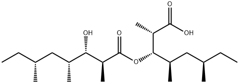 (2S,3S,4R,6R)-3-ヒドロキシ-2,4,6-トリメチルオクタン酸[(1S,2R,4R)-1-[(S)-1-カルボキシエチル]-2,4-ジメチルヘキシル] 化学構造式
