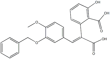 3'-(ベンジルオキシ)-3-ヒドロキシ-4'-メトキシ-α,2-スチルベンジカルボン酸 化学構造式