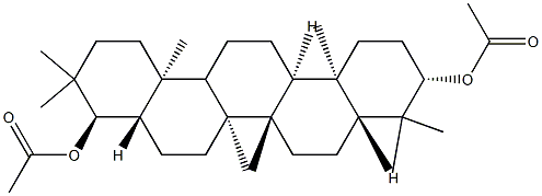 (8α,9β,13α,14β,17α,18β)-21,21-ジメチル-29,30-ジノルガンマセラン-3β,22α-ジオールジアセタート 化学構造式
