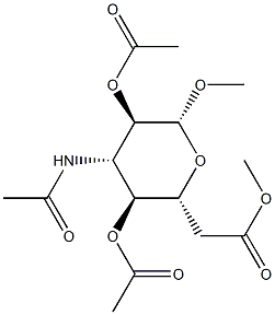 メチル3-(アセチルアミノ)-2-O,4-O,6-O-トリアセチル-3-デオキシ-β-D-グルコピラノシド 化学構造式