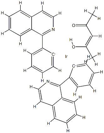 Bis(1-phenyl-isoquinoline)(Acetylacetonato)iridium(III) Struktur