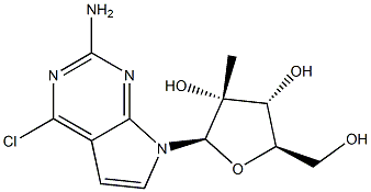 4-Chloro-7-(2-C-methyl-beta-D-ribofuranosyl)-7H-pyrrolo[2,3-d]pyrimidin-2-amine 结构式