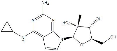 N4-Cyclopropyl-7-(2-C-methyl-beta-D-ribofuranosyl)-7H-pyrrolo[2,3-d]pyrimidine-2,4-diamine 结构式