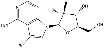 5-Bromo-7-(2-C-methyl-beta-D-ribofuranosyl)-7H-pyrrolo[2,3-d]pyrimidin-4-amine 结构式