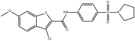 3-chloro-6-methoxy-N-[4-(1-pyrrolidinylsulfonyl)phenyl]-1-benzothiophene-2-carboxamide 结构式