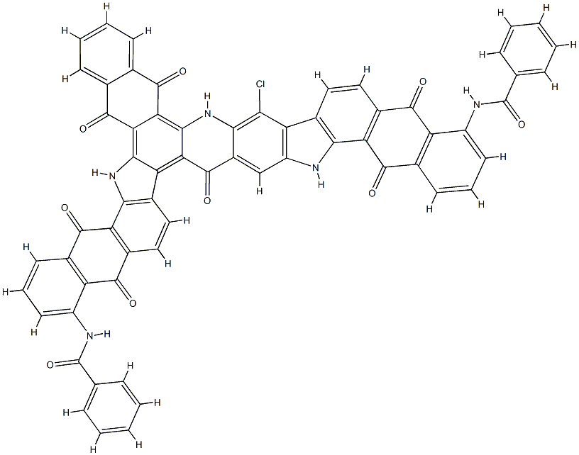 N,N'-(14-chloro-5,6,7,12,13,17,22,23,25,28-decahydro-5,7,12,17,22,25,28-heptaoxonaphtho[2,3-c]bisnaphth[2',3':6,7]indolo[3,2-a:3',2'-i]acridine-1,18-diyl)bis(benzamide) Struktur