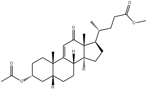 3α-アセチルオキシ-12-オキソ-5β-コラ-9(11)-エン-24-酸メチル 化学構造式