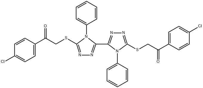2,2-((4,4-diphenyl-4H,4H-[3,3-bi(1,2,4-triazole)]-5,5-diyl)bis(sulfanediyl))bis(1-(4-chlorophenyl)ethan-1-one), 452089-28-0, 结构式