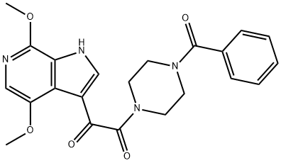 4,7-ジメトキシ-3-[2-(4-ベンゾイルピペラジン-1-イル)-1,2-ジオキソエチル]-1H-ピロロ[2,3-c]ピリジン 化学構造式