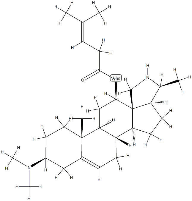 3β-(Dimethylamino)-23-norconanin-5-en-12β-ol 4-methyl-3-pentenoate Struktur