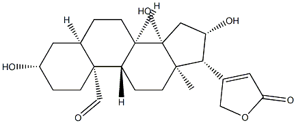 3β,14β,16β-トリヒドロキシ-19-オキソ-5β-カルダ-20(22)-エノリド 化学構造式