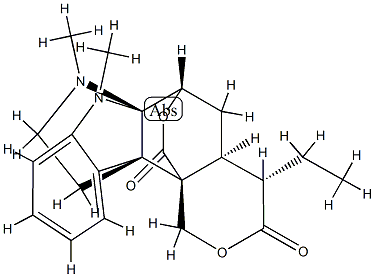 (4aS)-4β-Ethyl-4,4a,5,6-tetrahydro-7,16-dimethyl-1H,3H,7H-6α,11cα-(epoxymethano)-6aα,11bα-(iminoethano)pyrano[4,3-c]carbazole-3,12-dione Struktur