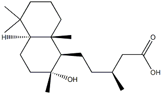 (1R,βS,4aα)-デカヒドロ-2α-ヒドロキシ-β,2,5,5,8aβ-ペンタメチル-1-ナフタレンペンタン酸 化学構造式
