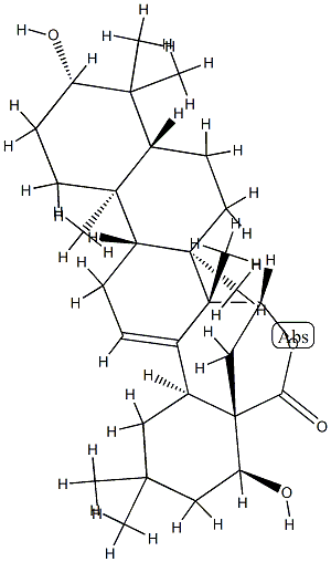 3β,15β,22α-トリヒドロキシオレアナ-12-エン-28-酸γ-ラクトン 化学構造式