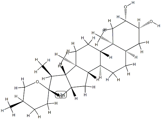 (25R)-5β-スピロスタン-2β,3β-ジオール 化学構造式