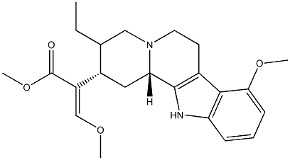 (16E)-16,17-ジデヒドロ-9,17-ジメトキシコリナン-16-カルボン酸メチル 化学構造式